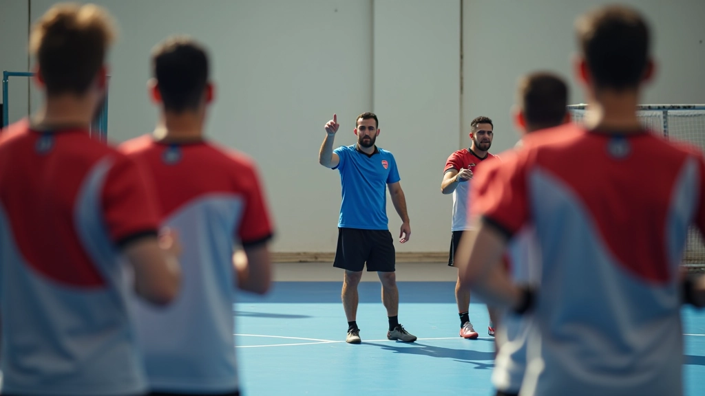 فريق كرة يد يتدرب على التكتيكات والاستراتيجيات